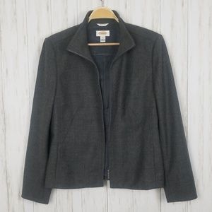 Talbots Stretch Italian Gray Zip Up Blazer